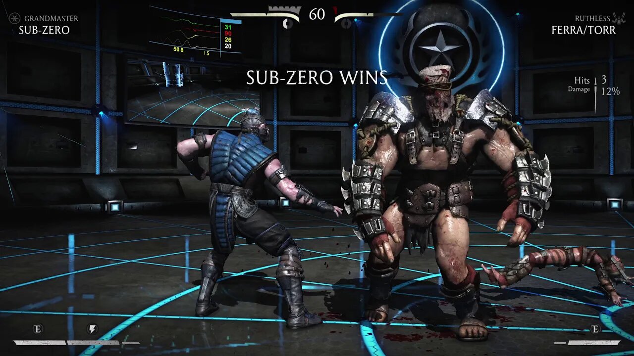 Mortal Kombat X: Sub-Zero (Grandmaster) vs Ferra Torr (Ruthless) - 1440p No Commentary