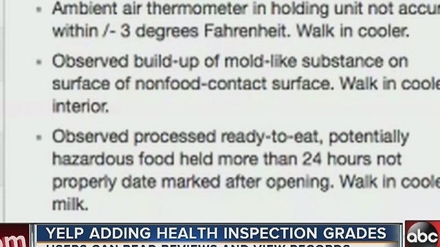 Yelp users now able to see health inspection reports