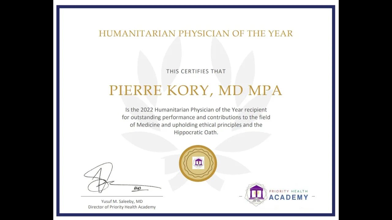Priority Health Academy Humanitarian Physician of the Year Award