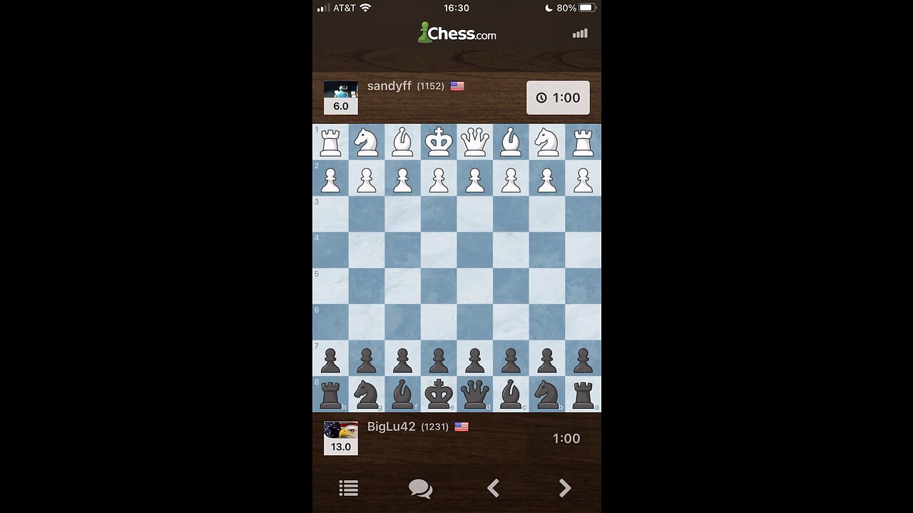 INTERMEDIATE BULLET CHESS GAMEPLAY - Sandyff vs. BigLu42 GAME #20
