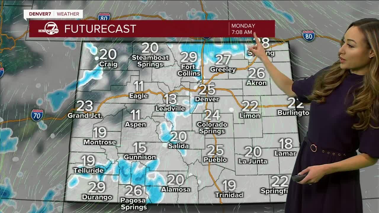 Dry & chilly Sunday. Light snow to start the week