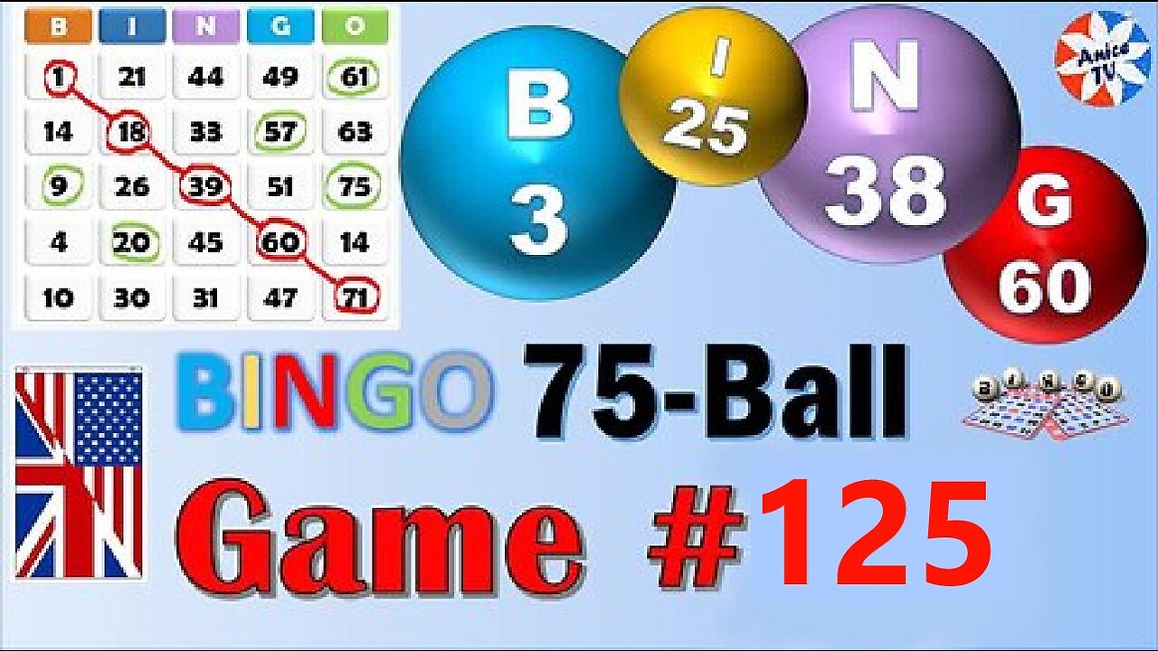 75 Ball - BINGO Caller - Game#125 - English American