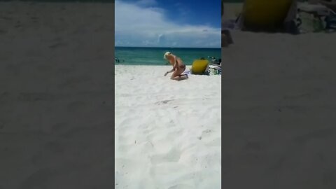 chasing a sand crab