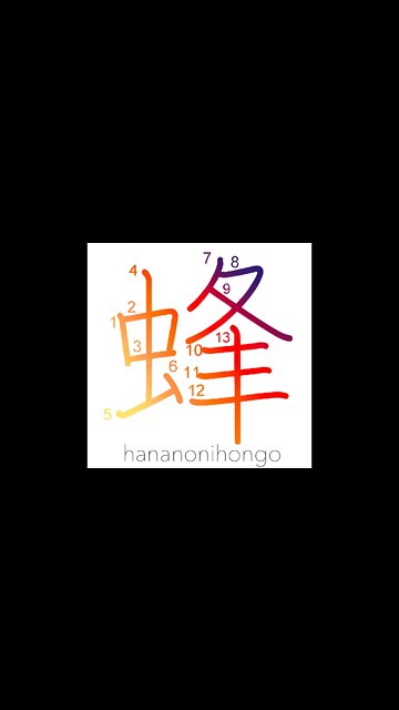 蜂 - bee/wasp/hornet 🐝 - Learn how to write Japanese Kanji 蜂 - hananonihongo.com