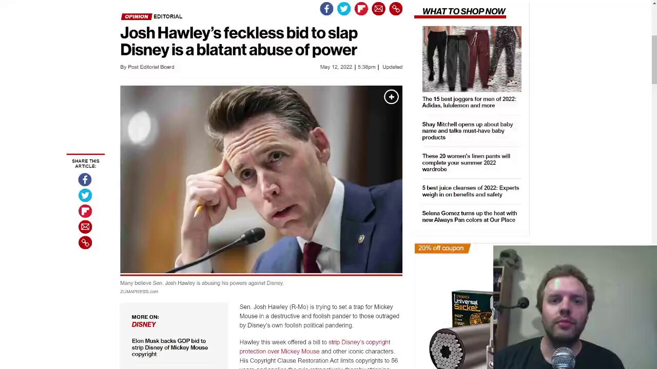 Josh Hawley files copyright bill, Netflix tells ‘woke’ workers to quit if they are offended