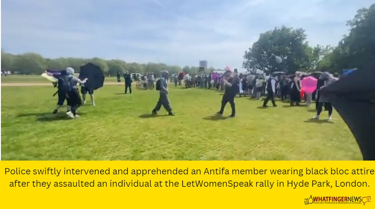 Police swiftly intervened and apprehended an Antifa member wearing black bloc attire