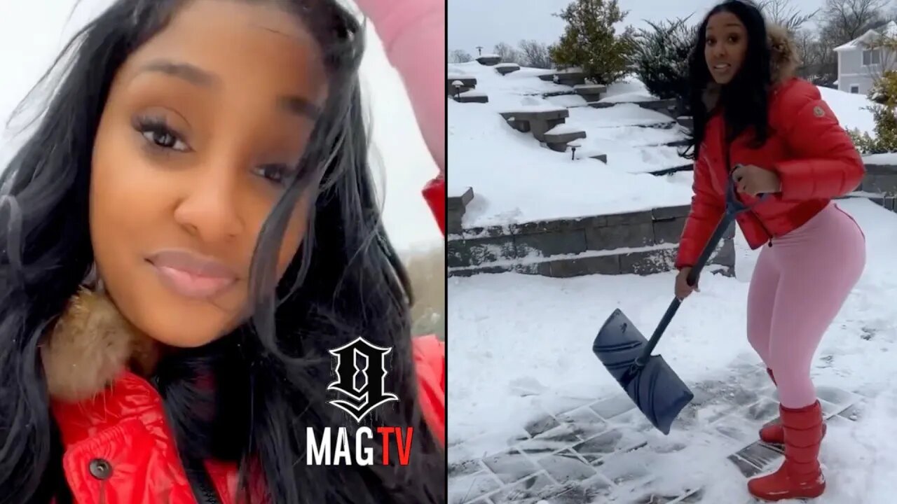 Bernice Burgos Shovels Snow In A Onesie! ⛄️