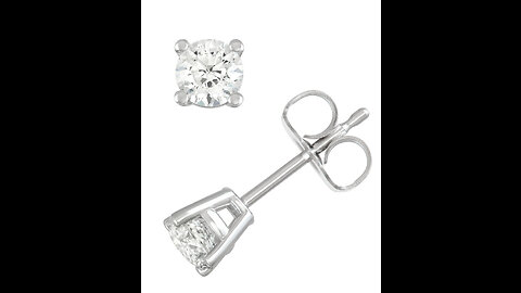 AGS Certified 12ct TW Round Real Natural Diamond Stud Earrings for Women in 14K Gold