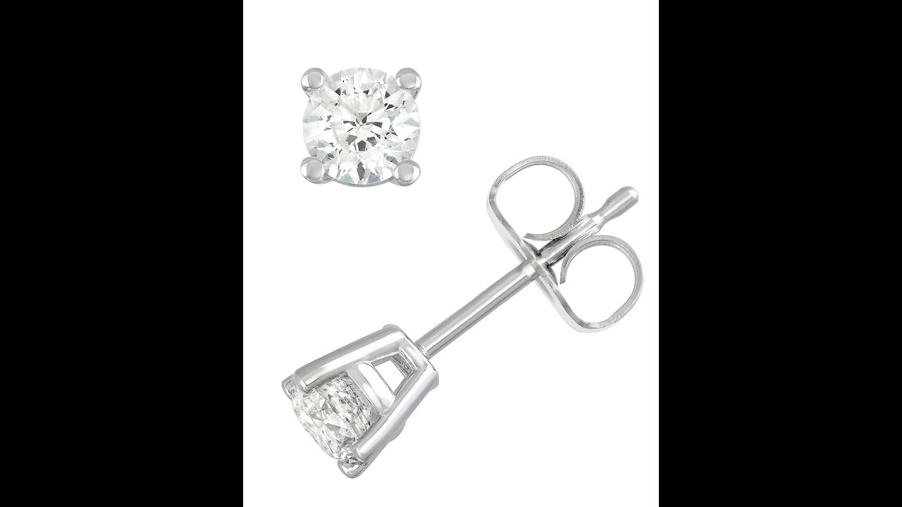AGS Certified 12ct TW Round Real Natural Diamond Stud Earrings for Women in 14K Gold