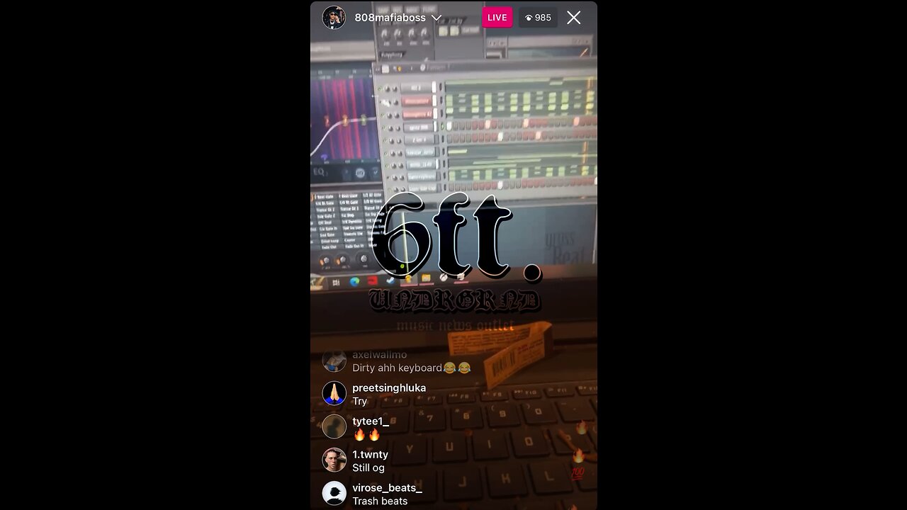 808 Mafia on instagram Live 05/08/23 Previewing instrumental (808mafiaboss)