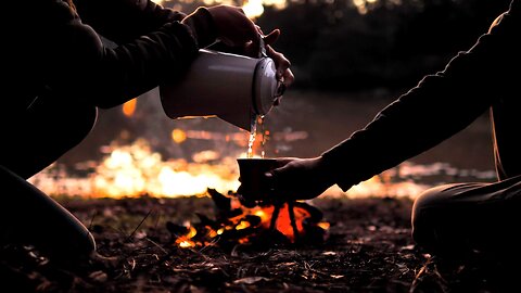 Warm drink around a campfire 🔥