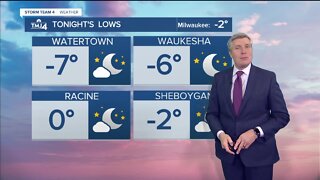 Temps drop below zero Monday evening
