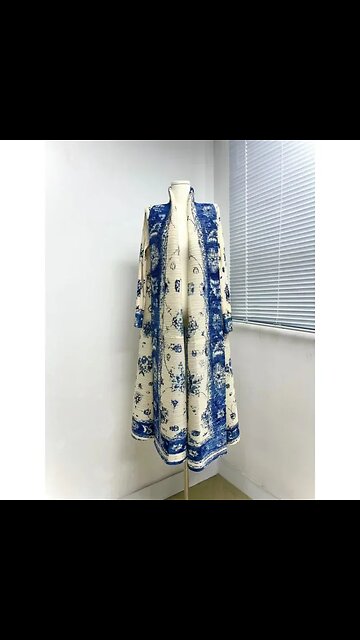 Miyake Pleated Original Printed Long Sleeve Coat