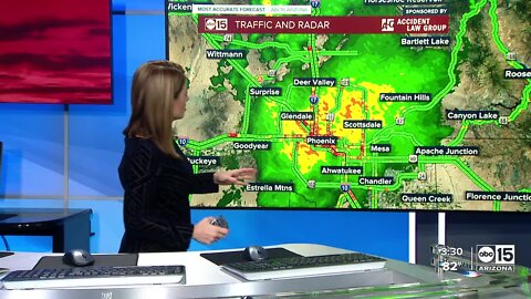 Wet weather impacting evening rush hour