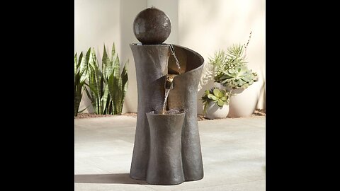 Modern Sphere Zen Water Fountain with LED for Garden & Patio