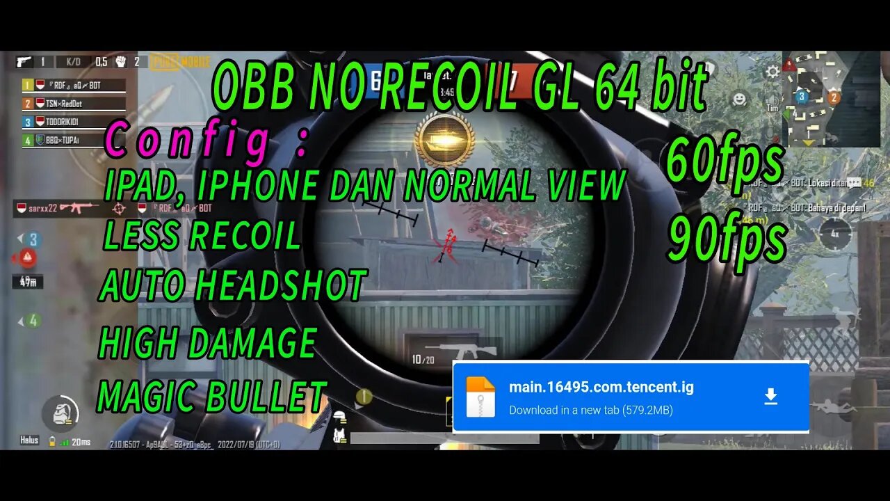 CONFIG PUBG 2.1.0 TERBARU + OBB NO RECOIL GL LESSRECOIL | AUTOHEADSHOT | PUBG MOBILE