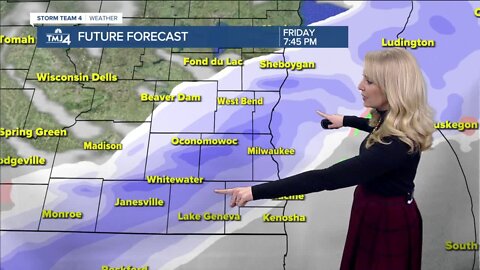 Wind gusts up to 50 mph Friday, light snow possible this evening