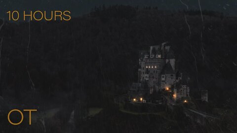 Stormy Night at Burg Eltz | Steady Rain & Mellow Distant Thunder | Relax | Study | Sleep | 10 HOURS