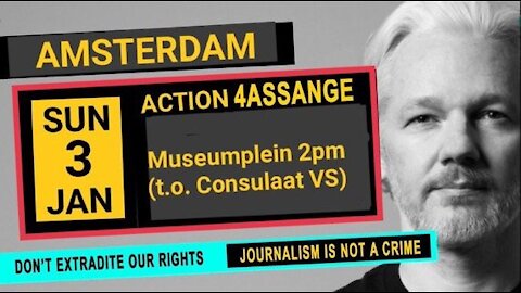 Demonstratie voor Julian Assange - Amsterdam Museumpein, 3 januari 2021 14.00uur