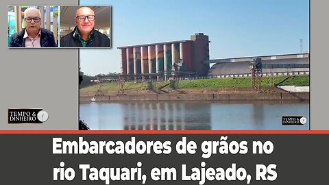 Embarcadores de grãos no rio Taquari, em Lajeado, RS. Veja o registro do Vlamir Brandalizze