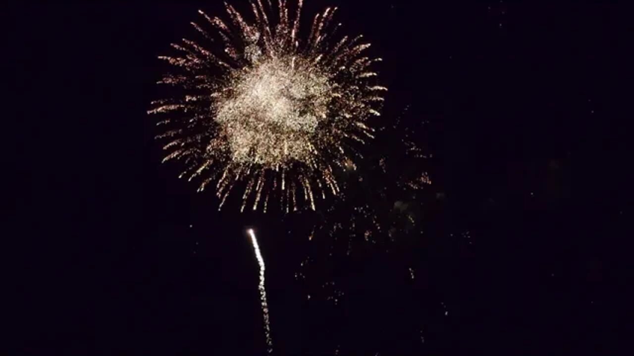 Fireworks in 8K HDR. Field of flight airshow and balloon show, July 4th 2022
