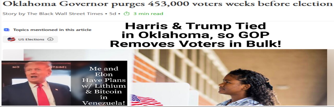 Oklahoma Voter Registry HEAVILY Purged According to Populatin Statistics & Voters Smell a Rat!