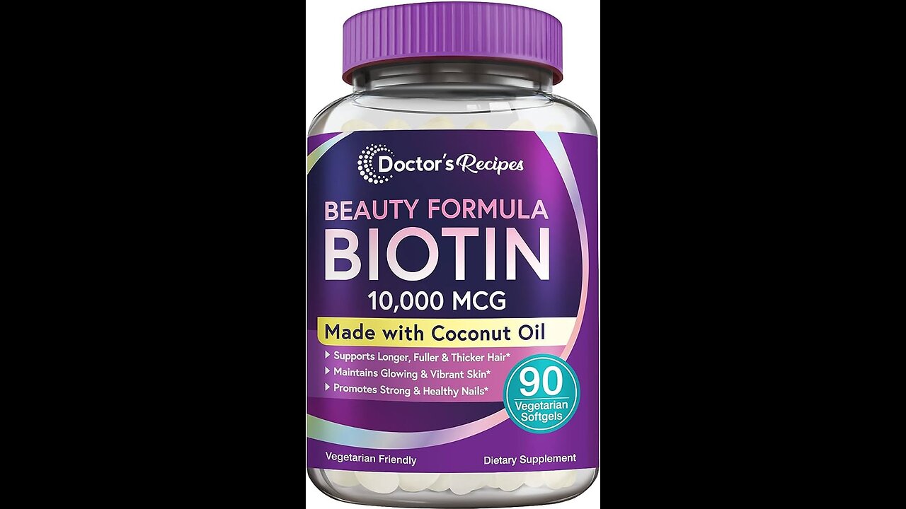 Biotin 20,000mcg with Keratin, Organic Coconut and Zinc, Hair Growth Supplements, Biotin Supple...