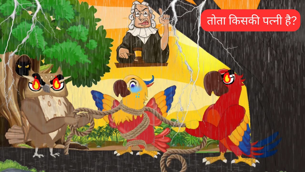 एक हार्दिक उल्लू |chidiya wala cartoon jungle mein barish fairytale