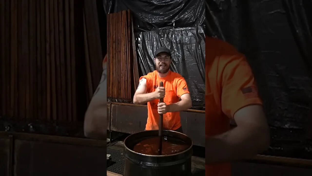 Big Strong Man Mixes Vat of Stain by Hand #Shorts