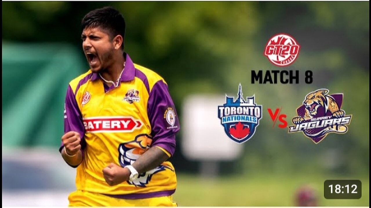 GT20 Canada Season 3 | Match - 8 Highlights | Toronto Nationals Vs Surrey Jaguars