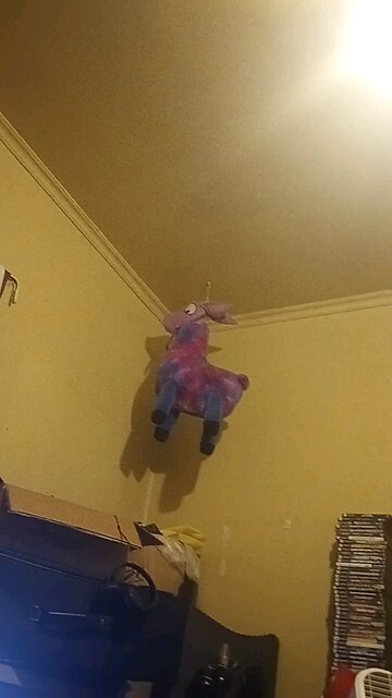 scary fortnite llama moving in the air on the ceiling from the ceiling fan 🪭