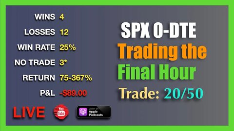 Live 0-DTE Trade SPX Options Episode #20/50 - TUE AUG 16th 3:15PM