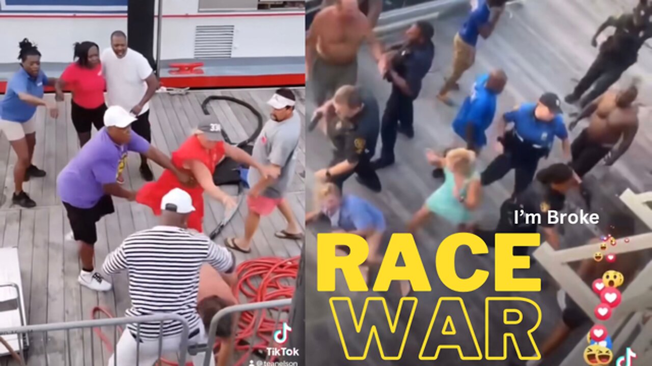 Fight Broke Out Between White And Blacks As plenty White Men Jumped On A Black Security