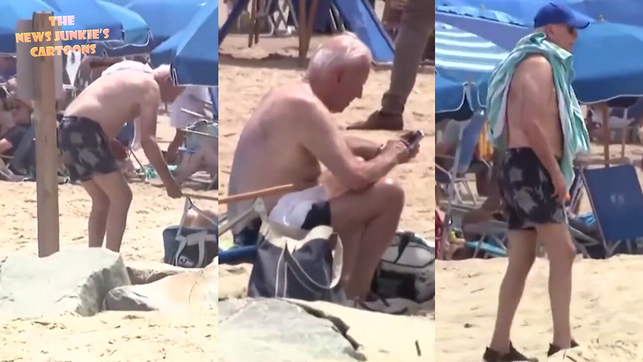 Biden on his weekend vacation at the beach: Takes no questions, fails to salute, has no idea what is going on.