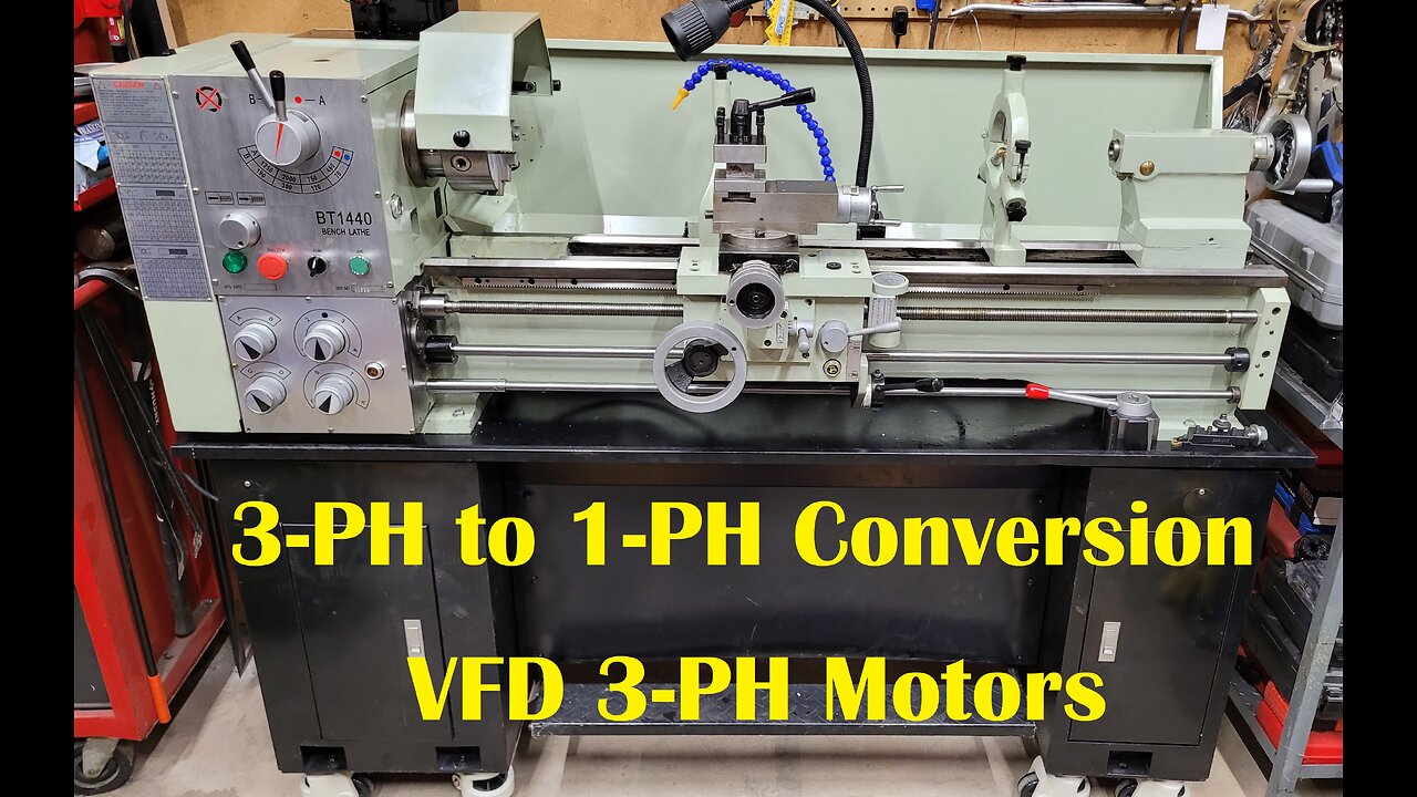 3-phase to single-phase (240V) lathe conversion. Two VFDs to control two 3-phase motors.