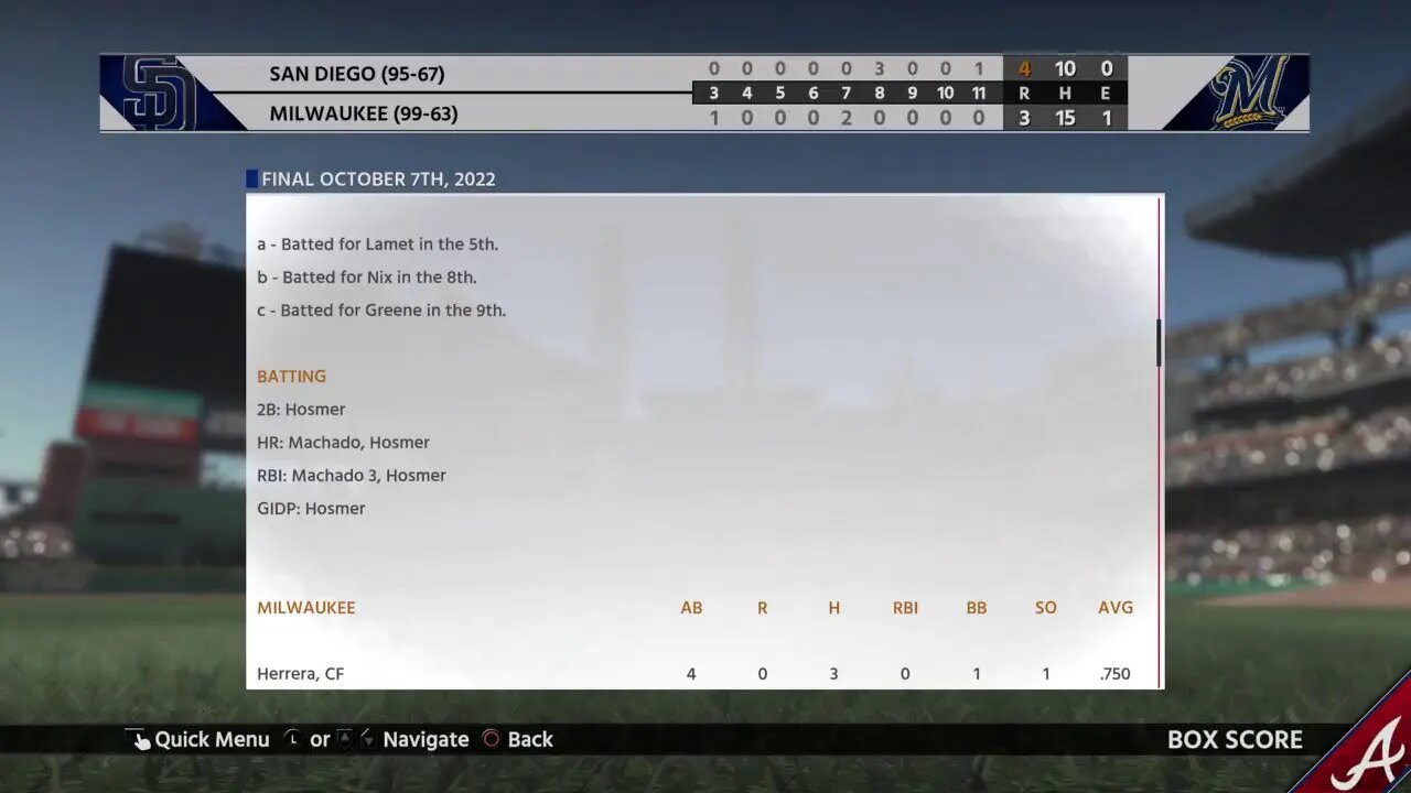 Braves Dynasty 2022 NLDS G:1 VS Philadelphia