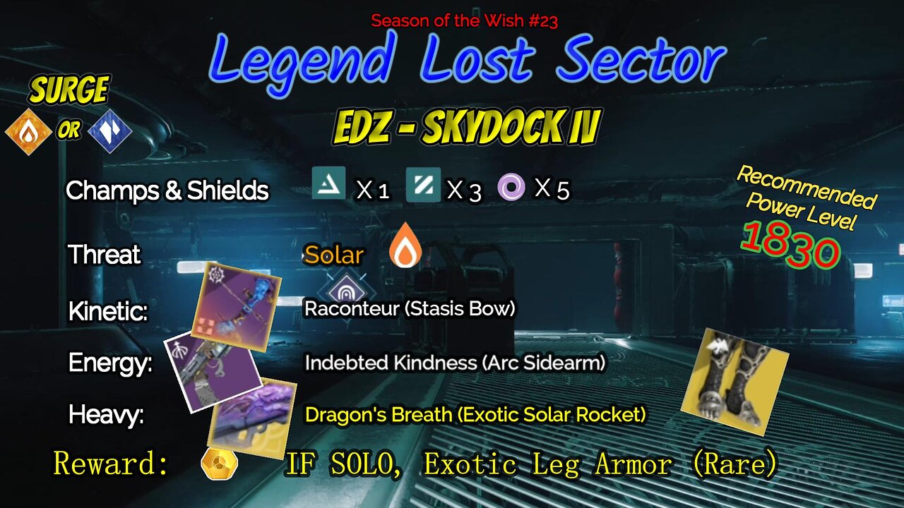 Destiny 2 Legend Lost Sector: EDZ - Skydock IV on my Stasis Warlock 1-20-24