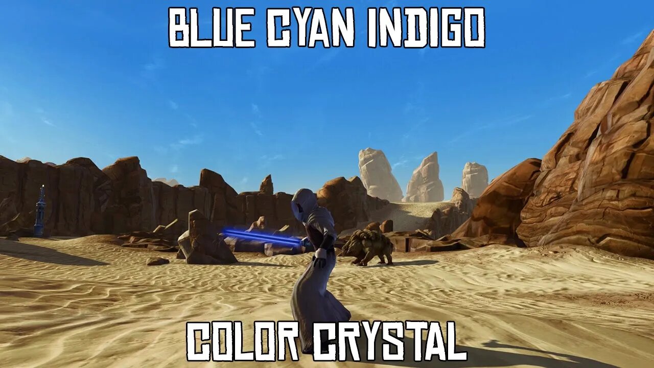 SWTOR Blue-Cyan Indigo Color Crystal Demo | Tatooine | Jedi Knight Revan Armor | Highest Details