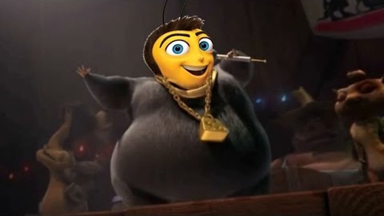Bee Movie trailer but every bee is Biggie Cheese performing Mr Boombastic each time a higher pitch