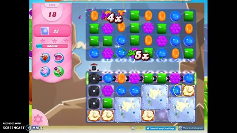Candy Crush Level 1422 Audio Talkthrough, 2 Stars 0 Boosters