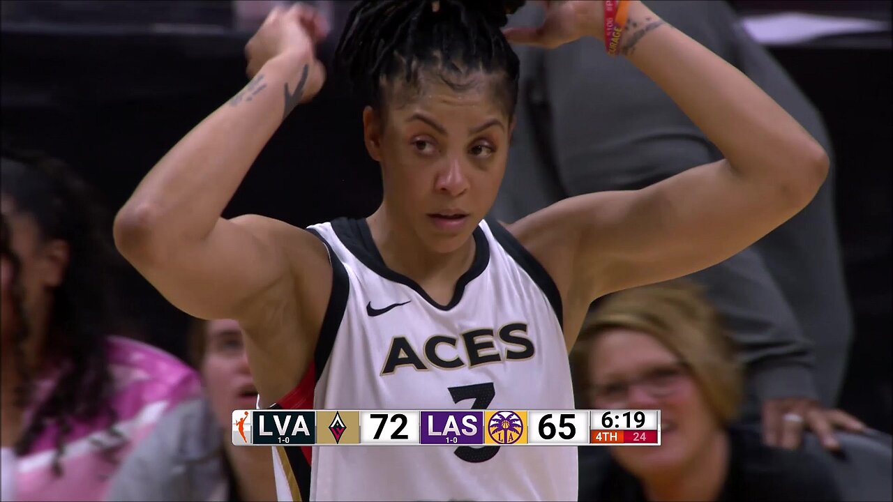 Candace Parker WHACKED In Eye, Officials Review For Hostile Act But No Flagrant | Las Vegas Aces