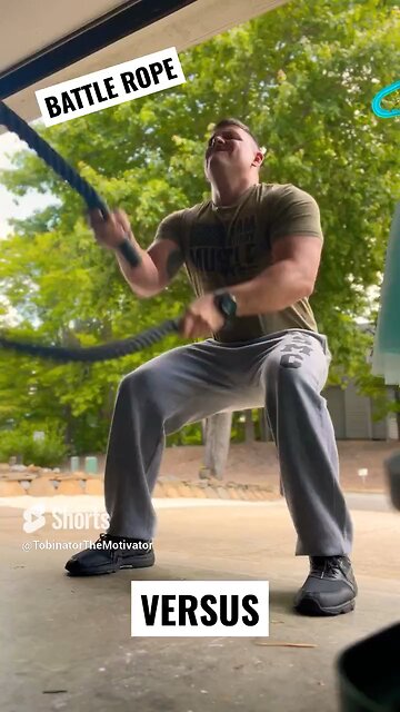 Battle Rope v Jump Rope. Who wins? #cardio #shorts