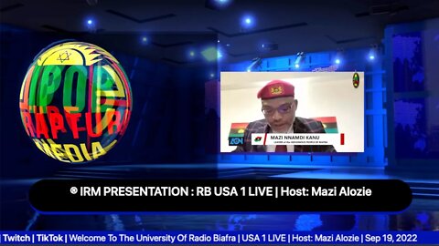Welcome To The University Of Radio Biafra | USA 1 LIVE | Host: Mazi Alozie | Sep 19, 2022