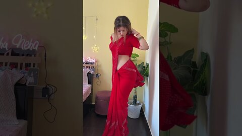 Transition alert in red saree for karchauth❤️😍🧿 #trending #saree #fashiontrends