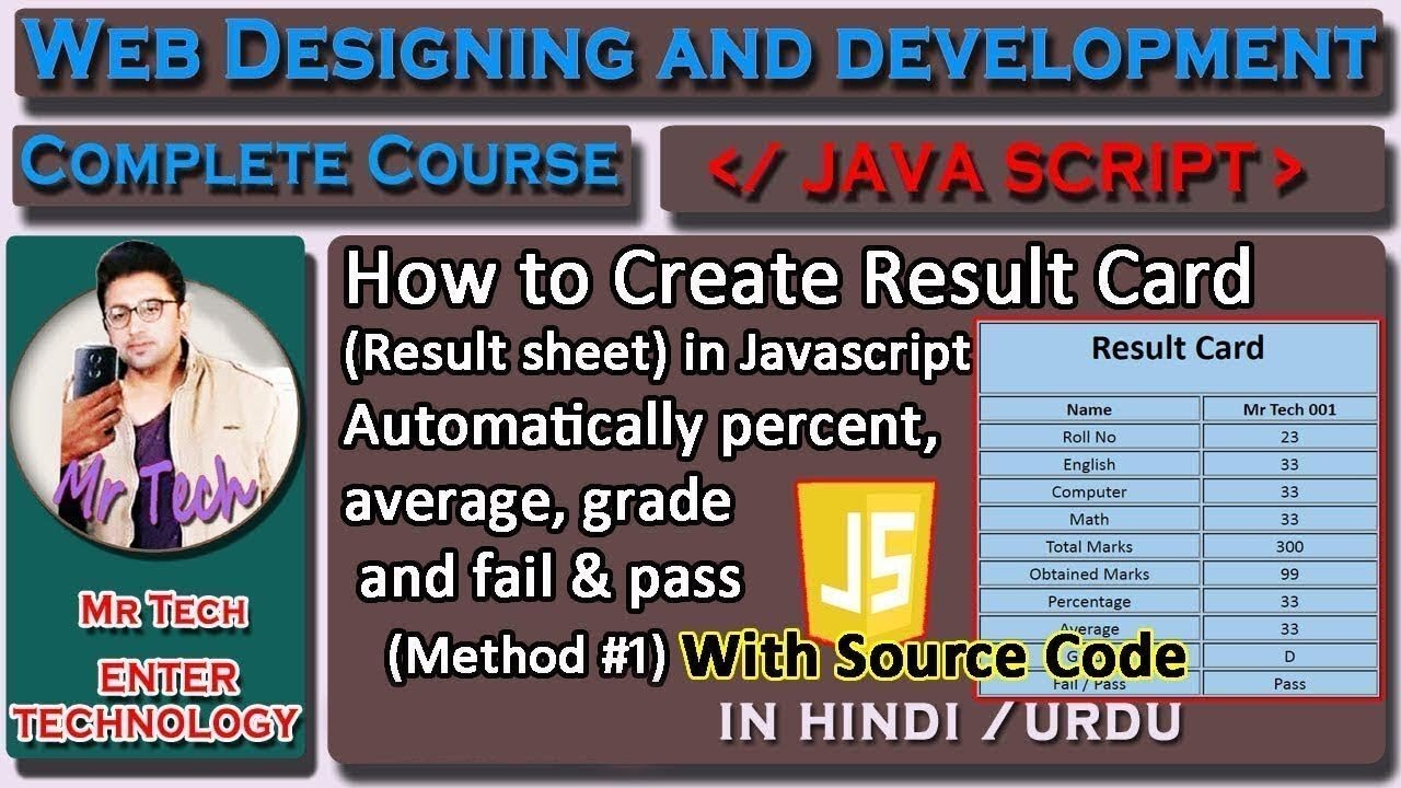 How to Create Result Card in JavaScript | Mark sheet | result card design | result sheet | Mr Tech