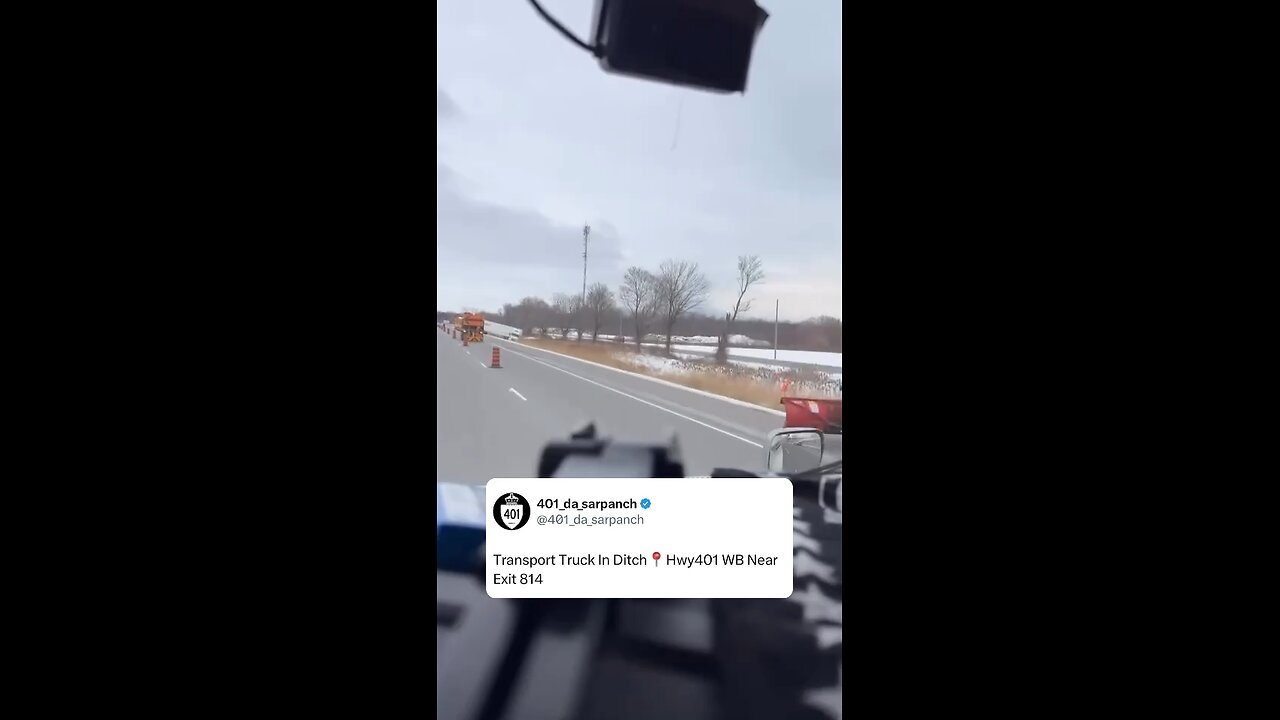 Transport Truck In Ditch Om Highway 401