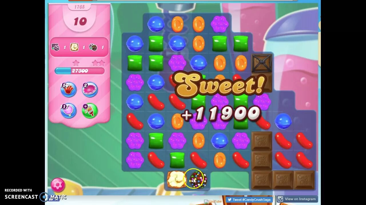 Candy Crush Level 1765 Audio Talkthrough, 3 Stars 0 Boosters