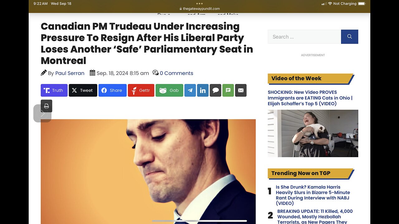 Trudeau Under Increasing Pressure To Resign After His Liberal Party Loses Another ‘Safe’ Seat