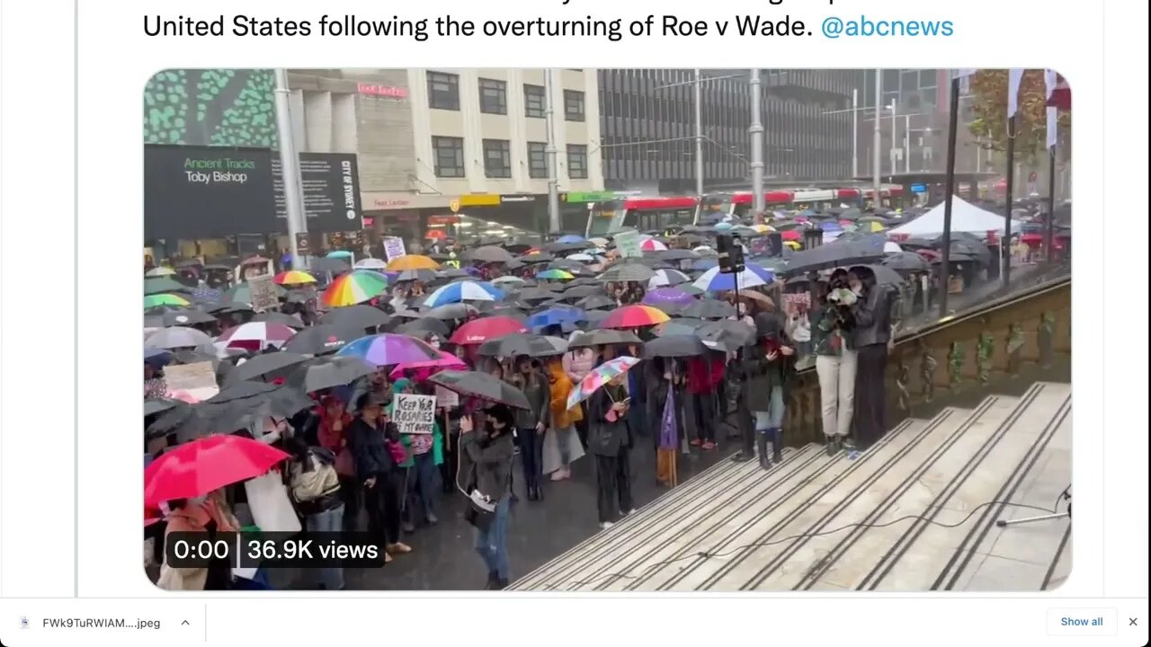 墨爾本和悉尼大規模抗議 支持美國墮胎權抗議者