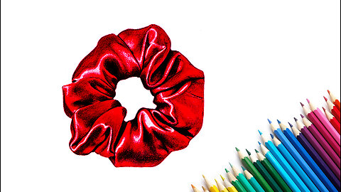 How To Draw a Hair Scrunchie With Cheap Colour Pencils.